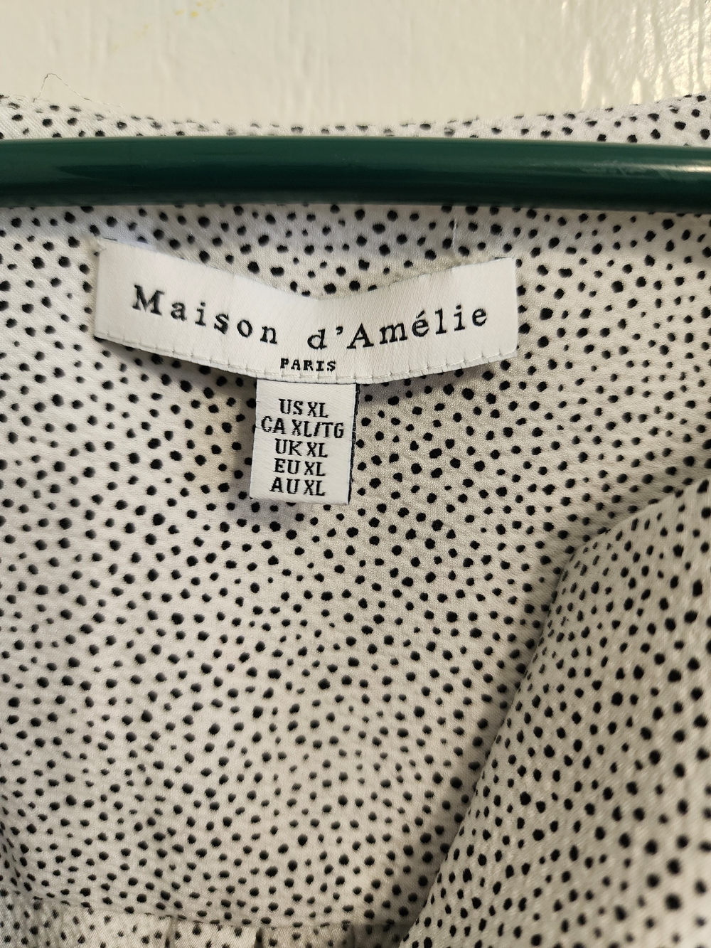 Light Gray Dotted V-Neck Women's Blouse - Picture 3 of 4